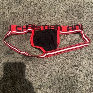 New Andrew Christian Red and Black Jock